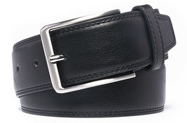 Black Men&#39;s Leather Dress Belt with Single Prong Buckle Belts Size 54-56 - £12.43 GBP