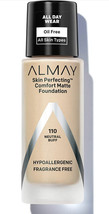 Almay Skin Perfecting Comfort Matte Foundation #110 Neutral Buff 1.0 Fl Oz - £7.37 GBP
