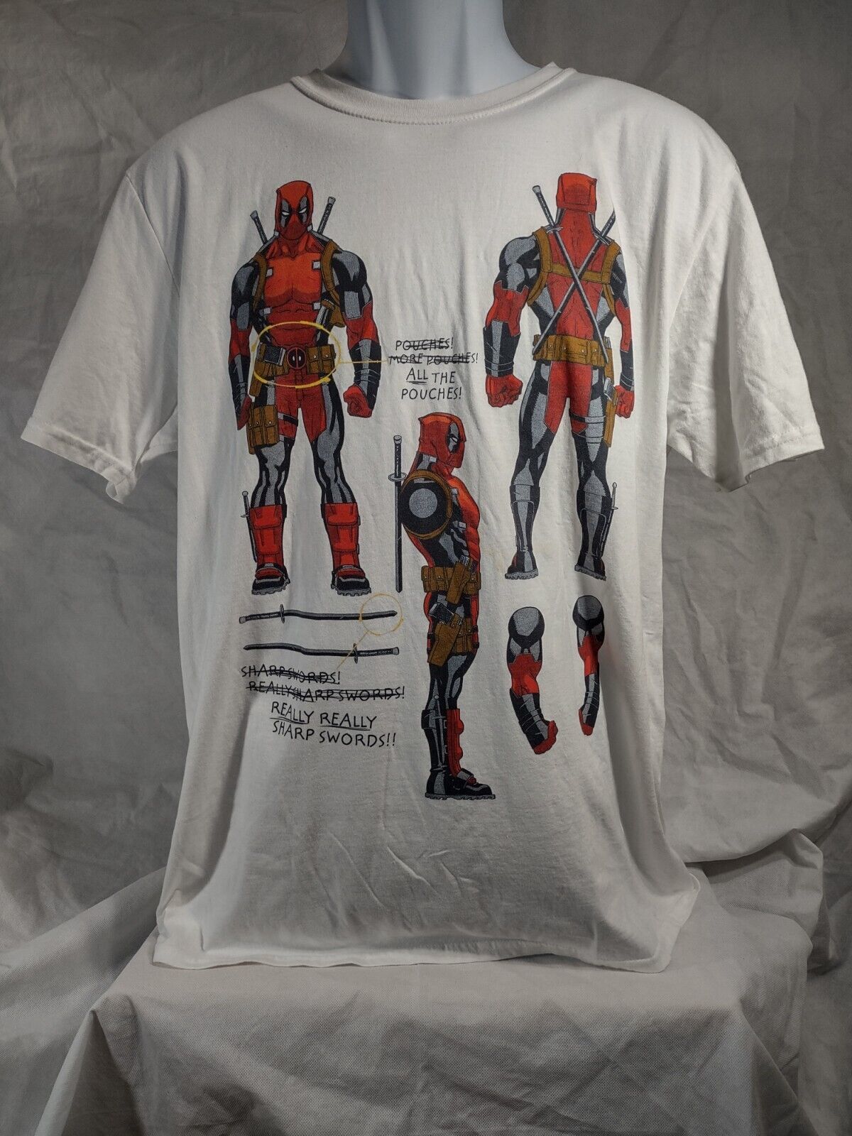 Primary image for Marvel Dead Pool White Shirt Size L