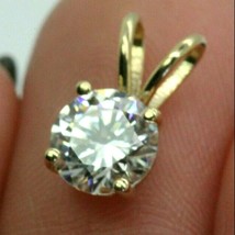 14K Placcato Oro Giallo 2 KT Rotondo Taglio Solitario Moissanite Ciondolo Senza - $122.26