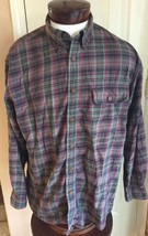 Orvis Green Purple Plaid Pocketed Button Front Long Sleeve Shirt Men&#39;s L - £15.69 GBP