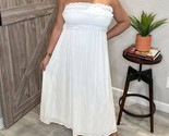 Ces Femme Strapless Smocked Top Midi Dress Off White - $42.00