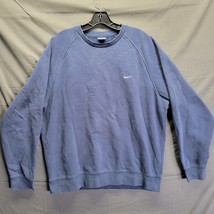 Nike Men’s Vtg Blue Crewneck Sweatshirt White Logo Swoosh Gray Tag Y2K 2... - $58.05