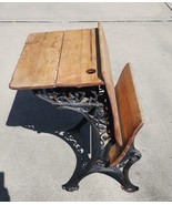 Antique Cast Iron Wood Folding School Desk Superior Automatic 31&quot; H x 24&quot; W - £87.76 GBP