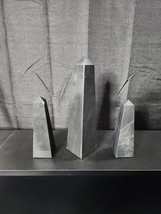 Vintage Black Marble Stone Obelisk Tower 6lb 10&quot;- 6&quot; Tall Solid SET OF 3... - $199.00