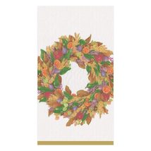 Caspari Autumn Wreath Paper Guest Towel Napkins in Ivory - Four Packs of 15 - $11.40+