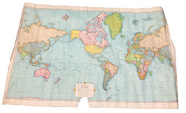 VINTAGE 1950s RAND MCNALLY COSMOPOLITAN WORLD MAP Huge 34&quot; x 51&quot; - £7.37 GBP