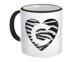 Monogram Letter C : Gift Mug Zebra Letter Initial ABC Animal Heart - $15.90