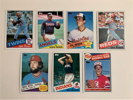 1985 Topps Baseball Cards (Set of 7) w/Puckett Rookie Card Excellent Condition - £10.90 GBP