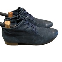 Paul Green Dark Blue Leather Ankle Booties Shoes Womens 7-7.5? Laces - £35.84 GBP