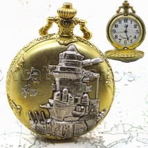 Pocket Watch Gold Color for Men 47 MM Japan Battleship YAMATO  design C08 - £19.17 GBP