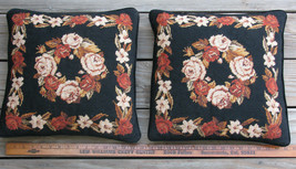 2 Vintage 1987 L KEE &amp; CO ~ Needlepoint Pillows Wool Velveteen 15&quot;x15&quot; ~... - £19.90 GBP