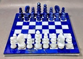 Blue lapis Top Antique Chess Table Tops, Luxury Queen&#39;s Gambit Indoor Game Chess - £367.46 GBP+