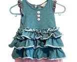 Matilda Jane 3-6 mos Gently Used Blueish-Green w/Pink Ruffle Dress. Supe... - $24.75