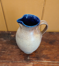 Ben Owen Iii Pottery Pitcher Seagrove Nc Salt Glaze &amp; Cobalt 9&quot; H 1999 Euc - £177.34 GBP
