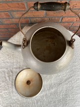 Vintage Priscilla Speaks Aluminum Kettle Hot Cowboy Coffee Teapot Wood H... - £25.99 GBP