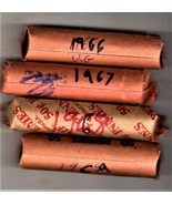 Lincoln Pennies Lot of 4 Coin Rolls of Vintage Pennies 1966, 1967, 1968,... - $20.50 CAD