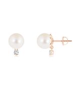 ANGARA Freshwater Pearl Studs in 14K Solid Gold (Grade: AAA | 8mm Pearl) - $1,260.04