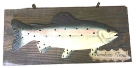 Vintage Nautical Rainbow Trout Fish Wall Hanging Art Handmade Wood Carved Art - £392.27 GBP