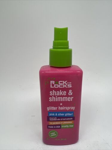 Rock The Locks Shake &amp; Shimmer Glitter Hairspray Pink Silver Glitter COM... - $6.29