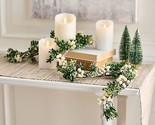 4&#39; Glistening Berry and Boxwood Garland by Valerie in White - $193.99