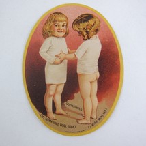 Victorian Trade Card Wool Soap Die Cut Oval Children Raworth Schodde Ant... - $9.99