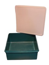 Vintage Extra Large Forest Green Tupperware Storage Container 12&quot; x 12&quot; x 5&quot; - £23.74 GBP