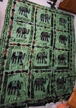 Antique Handmade Elephants On Parade Afghan Throw Blanket 9 Foot Long - £46.70 GBP