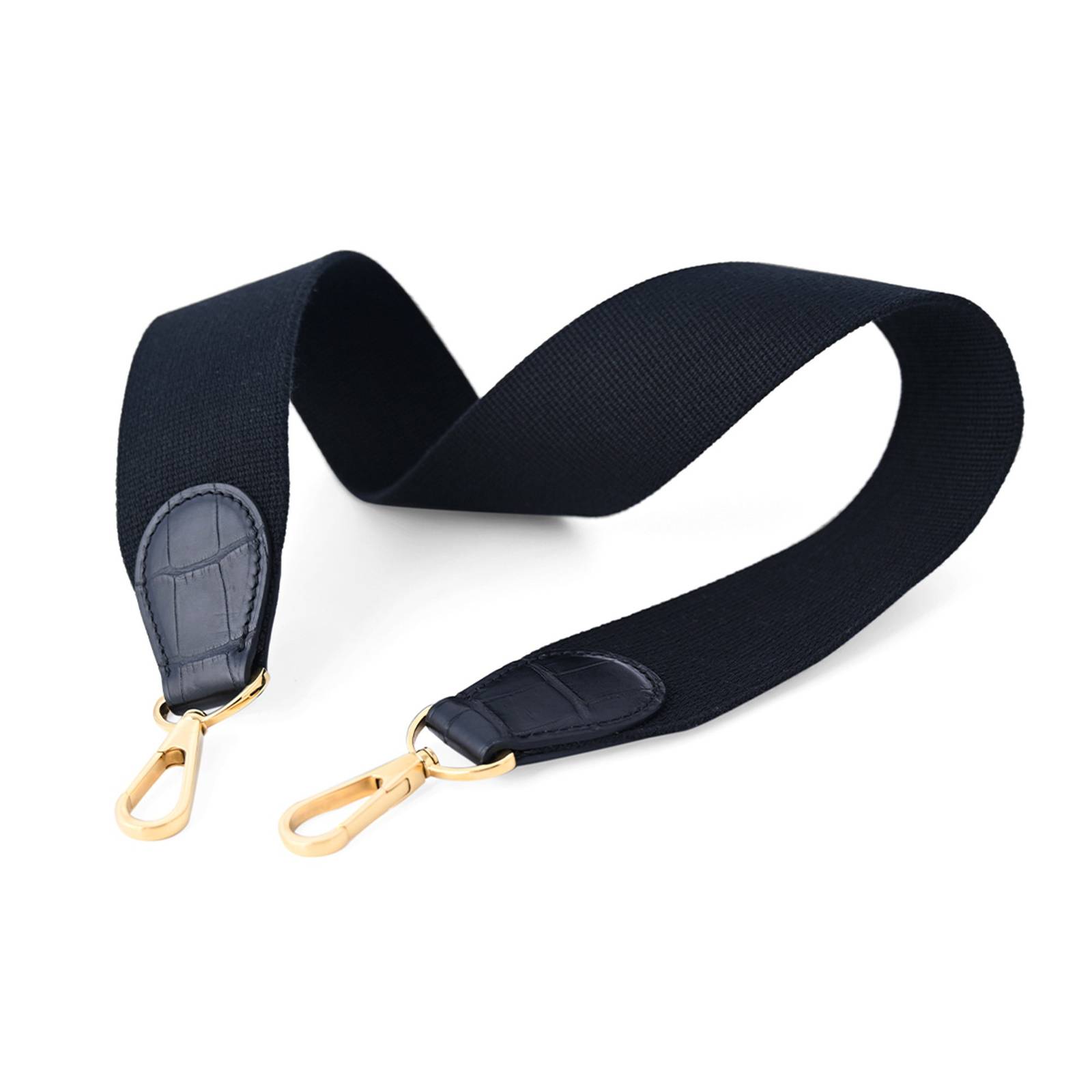 2inch black amazon canvas with emboss crocodile leather shoulder strap for black