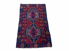 3 X 4.3 Vintage Handmade Tribal Wool Rug Balouch Rug Afghan Rug Red Blue... - $197.65