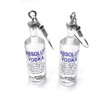 Vodka Bottle Earrings Fun Nightclub Miniature Charm Drop Stainless Steel Wires - £6.37 GBP