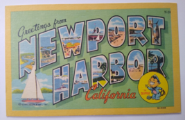 Greetings From Newport Harbor California Large Letter Postcard Boat Skipper Ship - £35.68 GBP