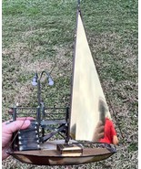 Vintage Metal Nautical Art Sculpture Onyx Stone Base Mario Jason Sailboa... - $1,794.47 MXN