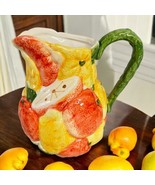 WCL Ceramic Raised Fruit Pitcher 64 oz Iced Tea Lemonade Vtg Farmhouse C... - $23.00