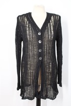 Vtg United Colors of Benetton Black Open Knit Cardigan Sweater Lagenlook Italy - £28.39 GBP