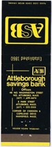 Matchbook Cover Attleborough Savings Bank Massachusetts Savings Account - £0.77 GBP