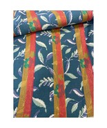 Fabric Piece Material Upholstery Floral Vine Tan Blue 56&quot; x 60&quot; - £12.73 GBP