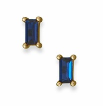0.20Ct Blue Baguette Sapphire Stud Earrings Wedding Jewelry 14k Yellow Gold Over - £40.38 GBP