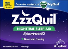 Vicks ZzzQuil Nighttime Sleep-Aid Liquicaps 24 Count - £19.13 GBP