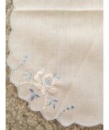 Vintage Antique Ladies Hankie Handkerchief Embroidered Blue White Flower... - $16.49 CAD