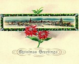 Christmas Greetings Pointsettia  Silver Highlights Embossed 1910s Postcard - £7.08 GBP