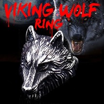 drop ship viking wolf stainless steel ring 316L titanium steel men personlaity a - £8.38 GBP
