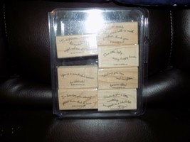Stampin&#39; Up Rubber Stamp Set Of 7 Curvy Verses - Sayings, Quotes, Baby Care Euc - £16.00 GBP
