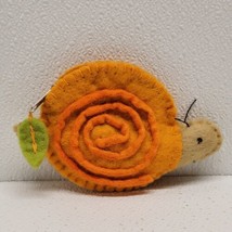 Toni Felted Wool Orange Snail Green Leaf Zip Coin Change Purse Cute Bug - £10.25 GBP