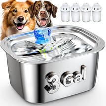 Dog Water Fountain For Large Dogs, Stainless Steel Dog Water Fountain, 3 Gallons - £56.21 GBP