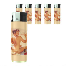 Butane Electronic Gas Lighter Set of 5 Pin Up Girl Design-014 - £12.59 GBP
