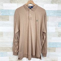 POLO Ralph Lauren Long Sleeve Soft Jersey Polo Shirt Tan Brown Cotton Me... - £38.65 GBP