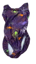 Foxy&#39;s Halloween Spider Print Leotard A/S Nylon Spandex Purple Made In USA - $441.35 MXN