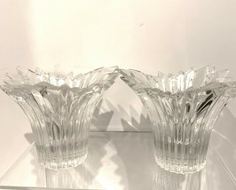 Pair Clear Glass Spiked Taper Candle Holders Sparkling Modern 3&quot; Tall Unbranded - £13.43 GBP