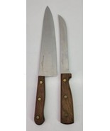 2 VTG Old Homestead Stainless Steel Chef Kitchen Knife Lot Wood Handle J... - £18.17 GBP